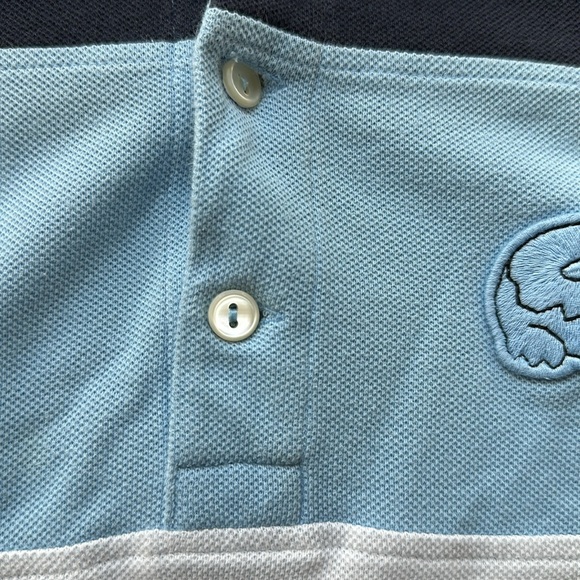 Lacoste Polo Shirt in Blue/White/Navy with a large Crocodile Logo - Picture 6 of 8